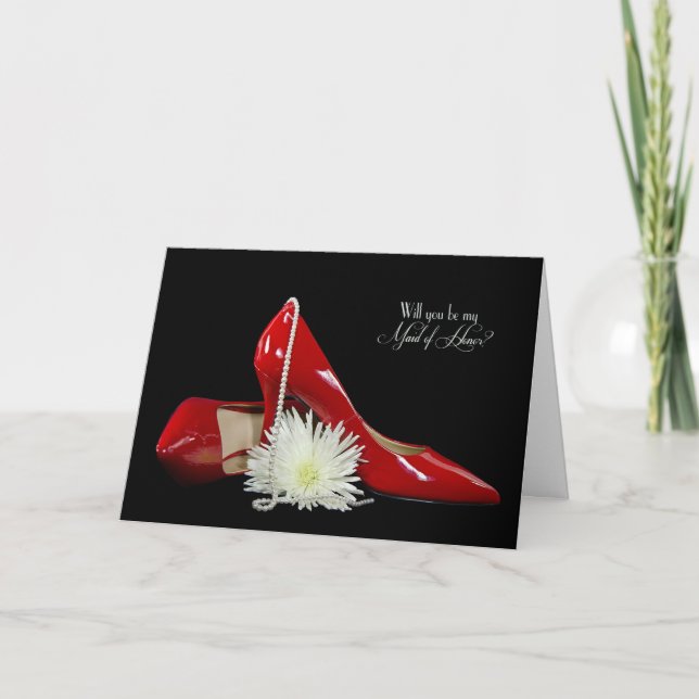 Maid of Honour Request red shoes Invitation (Front)