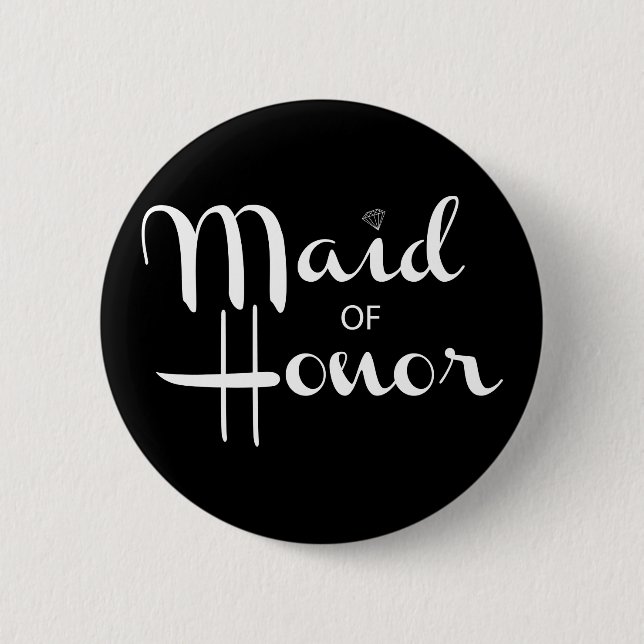 Maid of Honour Retro Script 6 Cm Round Badge (Front)