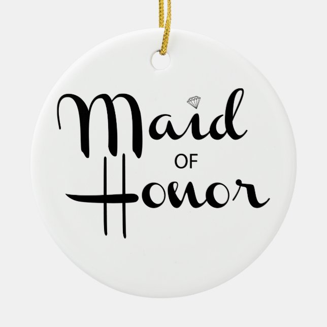Maid of Honour Retro Script Ceramic Ornament (Front)