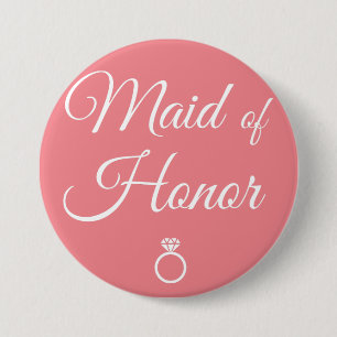 Maid of honour ring 7.5 cm round badge