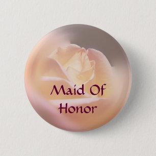 Maid Of Honour Rose Flower  6 Cm Round Badge