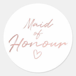 Maid of Honour - Rose Gold faux foil sticker
