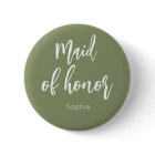 Maid of Honour Sage Green Wedding Button