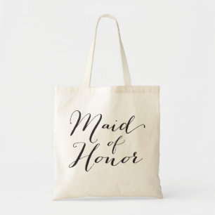 Maid of Honour Script Bridal Party Wedding Tote Ba Bag