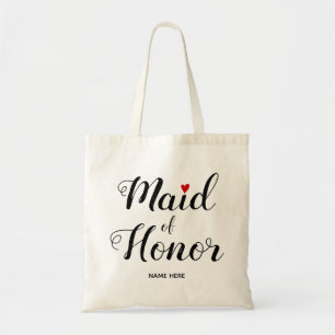 Maid of honour script calligraphy wedding tote bag