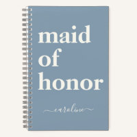 Maid of Honour Simple Minimalist Modern Name Blue