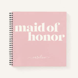Maid of Honour Simple Minimalist Modern Name Blush Notebook