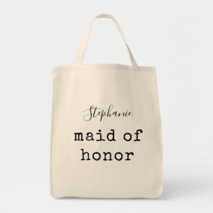 Maid of Honour   Simple Personalised Bridal Party Tote Bag