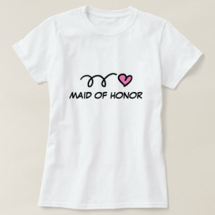 Maid of honour t shirt with pink heart