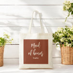 Maid of Honour Terracotta Brown Tote Bag<br><div class="desc">Maid of Honour Terracotta Tote Bag in Brown and White for Wedding,  Bridal Party,  Bridal Shower,  Bachelorette Party. Check out more products with this design in the collection below.</div>