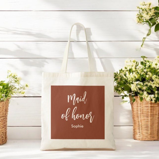 Maid of Honour Terracotta Brown Tote Bag (Creator Uploaded)
