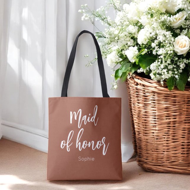 Maid of Honour Terracotta Brown Wedding  Tote Bag (Creator Uploaded)