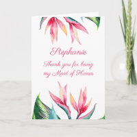 Maid of Honour Thank you Bird of Paradise