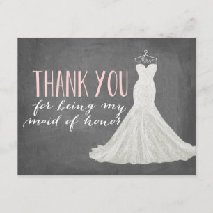 Maid Of Honour Thank You Bridesmaid Card