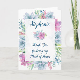 Maid of Honour Thank You Watercolor Succulents