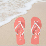 Maid of Honour Trendy Coral Colour Thongs<br><div class="desc">Gift your wedding bridesmaids with these stylish Maid of Honour flip flops that are a trendy coral colour along with white,  stylised script to complement your similar wedding colour scheme. Select foot size along with other options. You may customise your flip flops to change colour to your desire.</div>