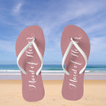 Maid of Honour Trendy Dusty Rose Colour Thongs<br><div class="desc">Gift your wedding bridesmaids with these stylish Maid of Honour flip flops that are a trendy,  dusty rose colour along with white,  stylised script to complement your similar wedding colour scheme. Select foot size along with other options. You may customise your flip flops to change colour to your desire.</div>