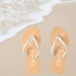 Maid of Honour Trendy Peach Colour Thongs<br><div class="desc">Gift your wedding bridesmaids with these stylish Maid of Honour flip flops that are a trendy peach colour along with white, stylised script to complement your similar wedding colour scheme. Select foot size along with other options. You may customise your flip flops to change colour or text font style to...</div>