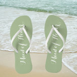 Maid of Honour Trendy Sage Green Colour Thongs<br><div class="desc">Gift your wedding bridesmaids with these stylish Maid of Honour flip flops that are a trendy,  sage green colour along with white,  stylised script to complement your similar wedding colour scheme. Select foot size along with other options. You may customise your flip flops to change colour to your desire.</div>