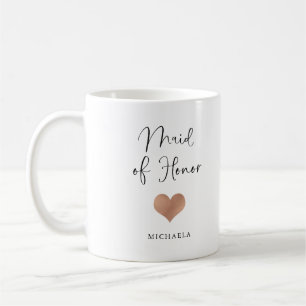 Maid of Honour Trendy Script and Heart Coffee Mug