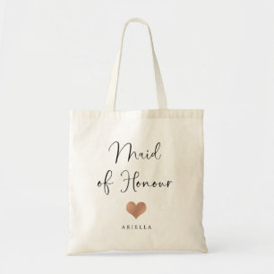 Maid of Honour Trendy Script and Heart Tote Bag