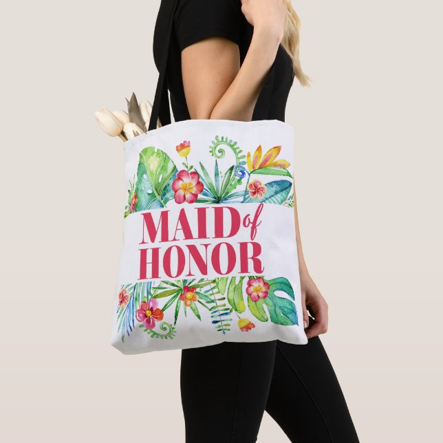 Maid of Honour Tropical Beach Destination Wedding Tote Bag (Close Up)