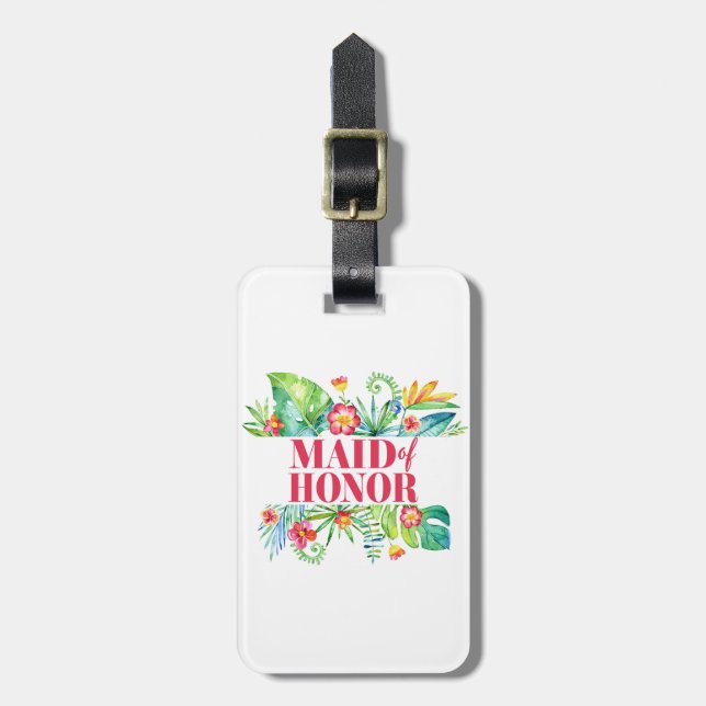 Maid of Honour Tropical Destination Wedding Luggage Tag (Front Vertical)
