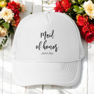 Maid of Honour Wedding Black White  Trucker Hat
