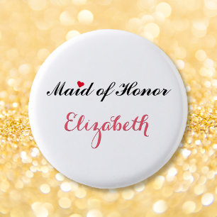 Maid of Honour Wedding Bridal Bachelorette Party 3 Cm Round Badge