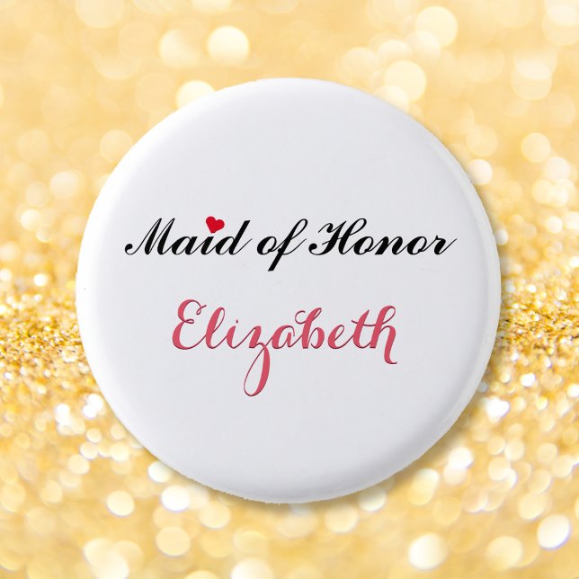 Maid of Honour Wedding Bridal Bachelorette Party 3 Cm Round Badge (Maid of Honor Wedding Bridal Bachelorette Party Pinback Button)