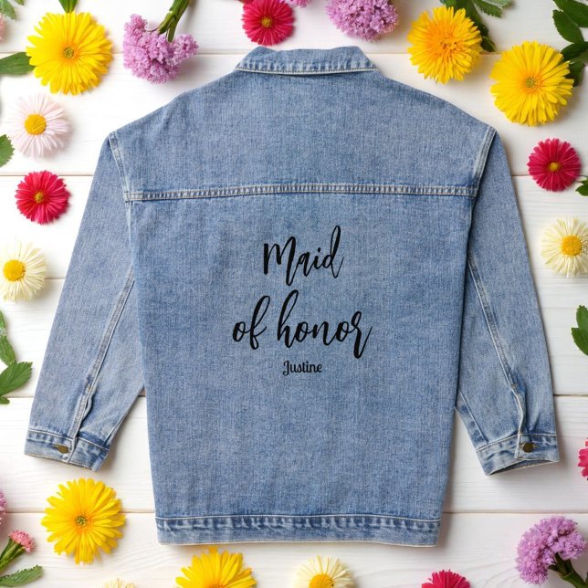 Maid of Honour Wedding Bridal Shower Denim Jacket (Creator Uploaded)
