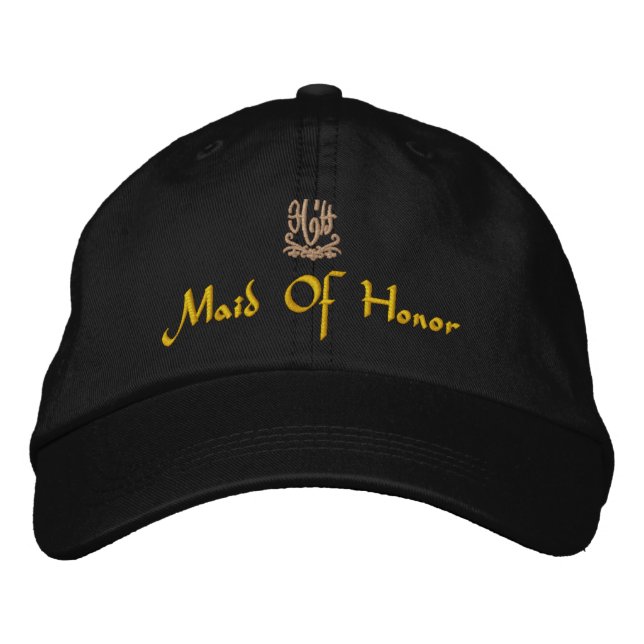 Maid Of Honour Wedding Brown Embroidered Hat (Front)