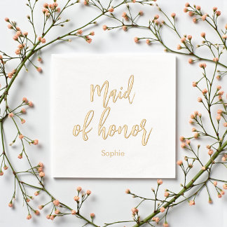 Maid of Honour Wedding Elegant Foil Stamped Napkin