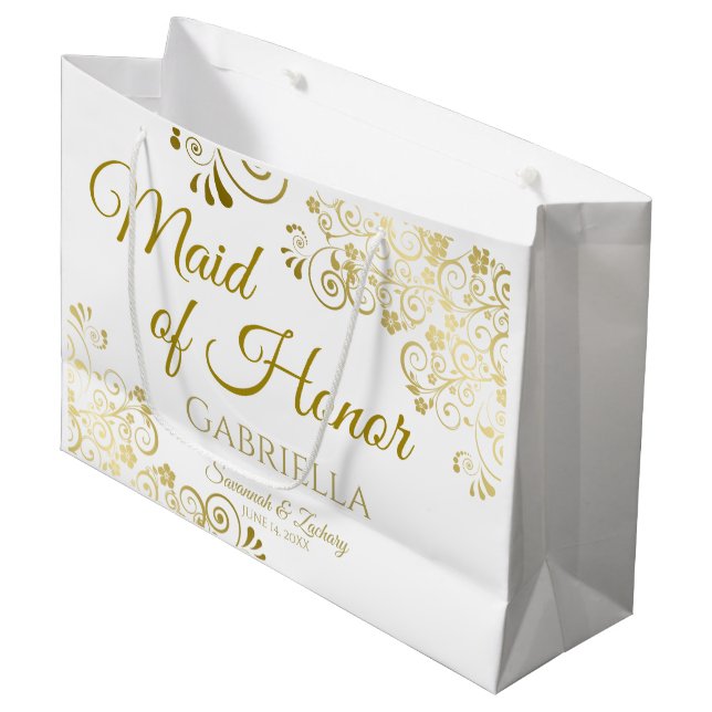 Maid of Honour Wedding Gift Bag - Large (Front Angled)