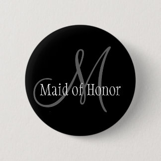 Maid of Honour Wedding Monogram Button