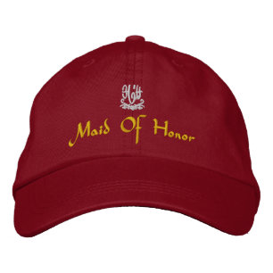 Maid Of Honour Wedding Red Embroidered Hat