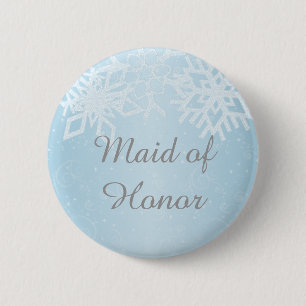 Maid of Honour Winter Snowflakes 6 Cm Round Badge