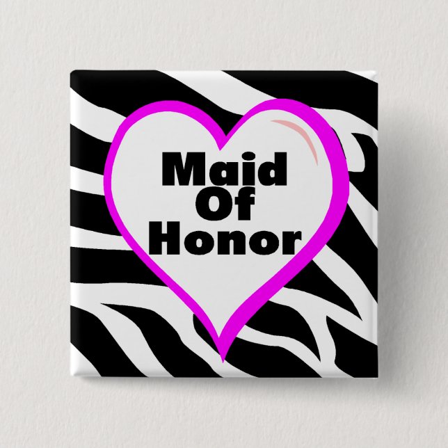 Maid Of Honour Zebra Stripes 15 Cm Square Badge (Front)