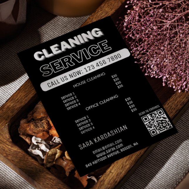 Maid Price Cleaning Services Scan To Connect Black Flyer (Maid Price Cleaning Services Scan To Connect Black Flyer)