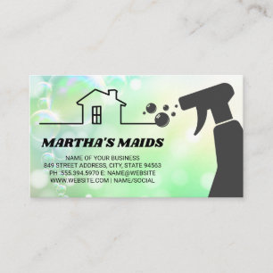 Maid Service   Cleaning Spray   Bubbles Business Card