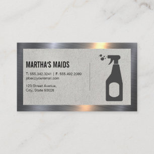 Maid Service Cleaning Spray Metal Border Business Card