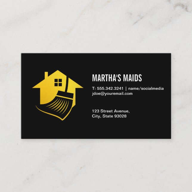 Maid Service Home Broom Business Card (Front)