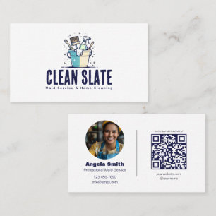 Maid Service Photo QR Code  Business Card