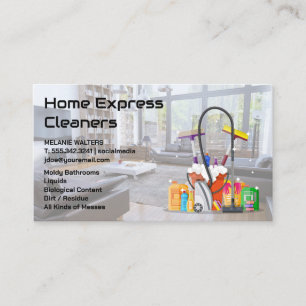 Maid Services Logo Cleaned Living Room Business Card