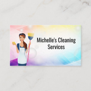 Maid with Broom   Bubbles and Sparkles Business Card