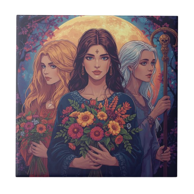 Maiden Mother Crone Ceramic Tile (Front)