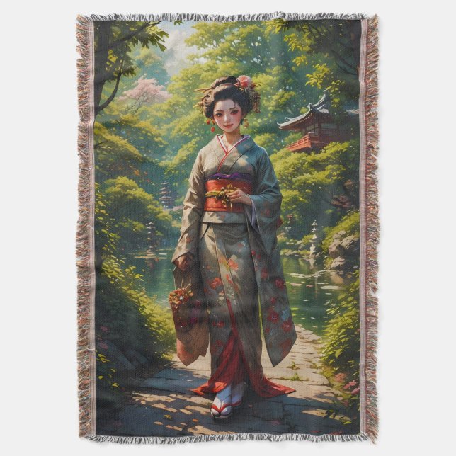 Maiden of the Green Garden Throw Blanket (Front Vertical)