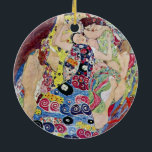 Maiden (Virgin), Gustav Klimt, Vintage Art Nouveau Ceramic Tree Decoration<br><div class="desc">The Maiden (aka The Virgin) (1913) by Gustav Klimt is a vintage Victorian Era Art Nouveau fine art symbolism portrait painting. Several women yawning, stretching and sleeping in a bed covered with colourful mosaic pattern blankets. About the artist: Gustav Klimt (1862-1918) was an Austrian Symbolist painter and one of the...</div>