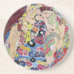 Maiden (Virgin), Gustav Klimt, Vintage Art Nouveau Coaster<br><div class="desc">The Maiden (aka The Virgin) (1913) by Gustav Klimt is a vintage Victorian Era Art Nouveau fine art symbolism portrait painting. Several women yawning, stretching and sleeping in a bed covered with colourful mosaic pattern blankets. About the artist: Gustav Klimt (1862-1918) was an Austrian Symbolist painter and one of the...</div>