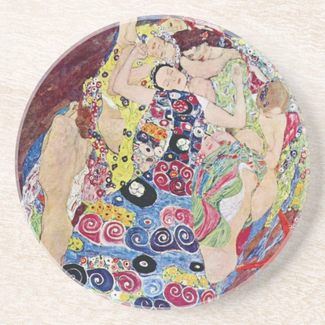 Maiden (Virgin), Gustav Klimt, Vintage Art Nouveau Coaster (Front)
